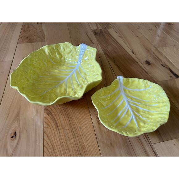 Vintage Secla Portugal Majolica Yellow Cabbage Bowls (2) 1950's - Picture 7 of 7